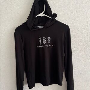 Black Hoodie with Good Vibes Print